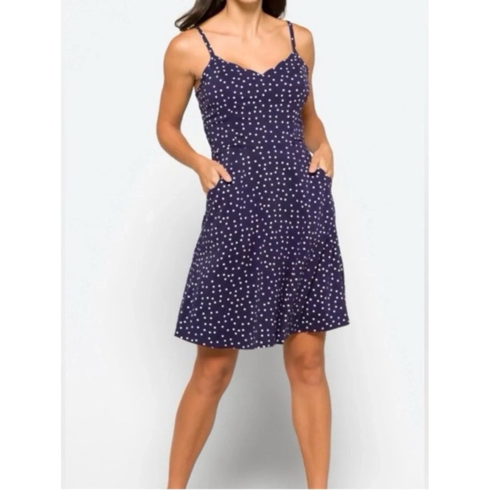 41 Hawthorn Beatriz Scallop Dress Fit & Flare Womens MP Navy Polka Dot New W Tag
